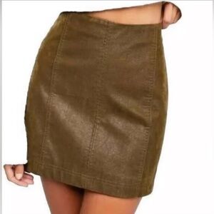 Free People NWT Faux Leather Olive Brown‎ Mini Skirt Size 10